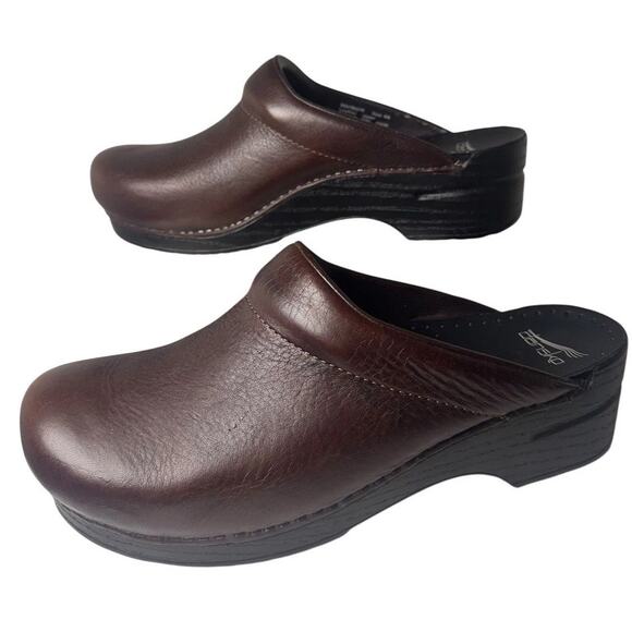 Dansko Karl Bullhide Brown Leather Men Sz 45 Clog Work Comfort Medical Mules EC - Picture 1 of 14